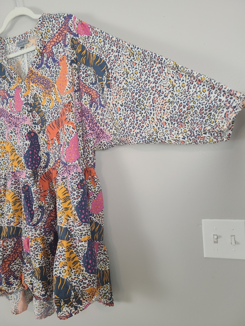 Anthropologie x Conditions Apply Multicolor Animal Tiger Tiered Tunic Dress XL - Picture 5 of 16